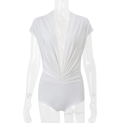 PixieKiki Sexy White Summer Rompers Deep V Neck Short Sleeve Jumpsuits One Pieces Outfits Korean Fashion Playsuit Woman P71-CZ16