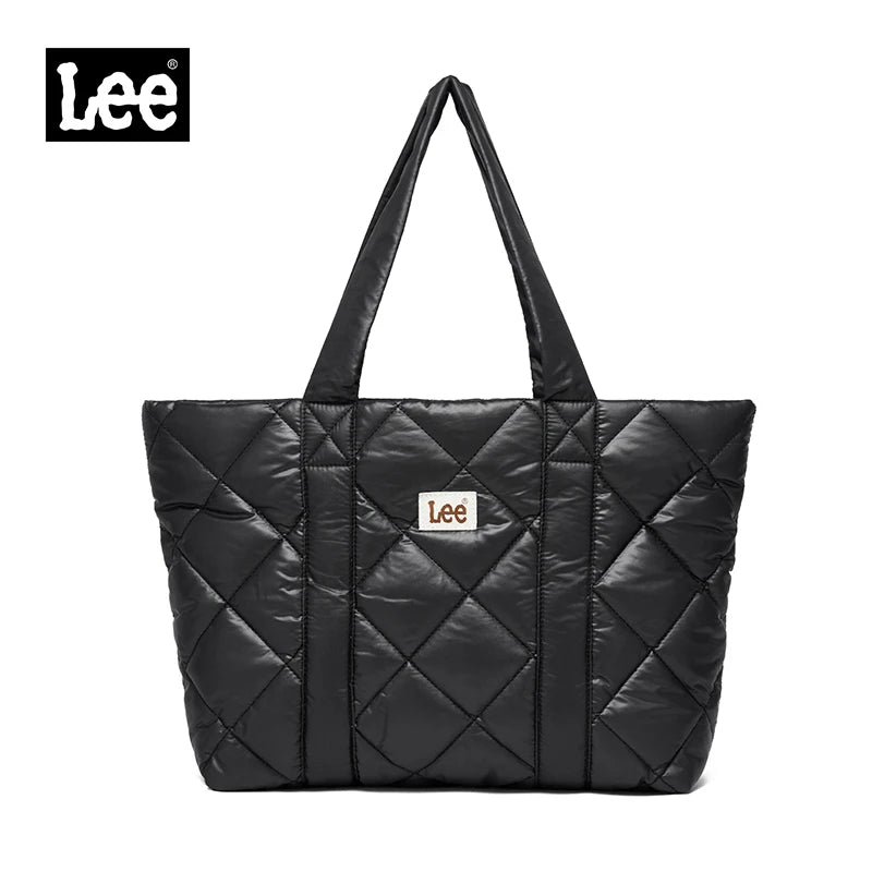 LEE Large Soft Puffer Bag Women Big Size College Students Laptop Book Quilted Tote Bag Lady Down-filled Shopping School Bags