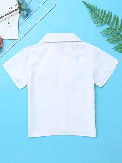 Children Girls Choir Outfits School Uniform Bow Tie Shirt with Suspender Skirt and Socks Schoolgirls Stage Performance Costume