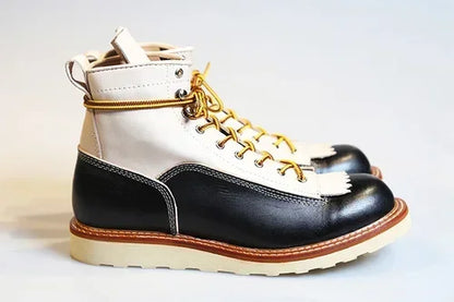 Brand New Fashion Winter Snow Boots Mens Women Color Matching Work Chelsea Handmade Locomotive Men's Shoes