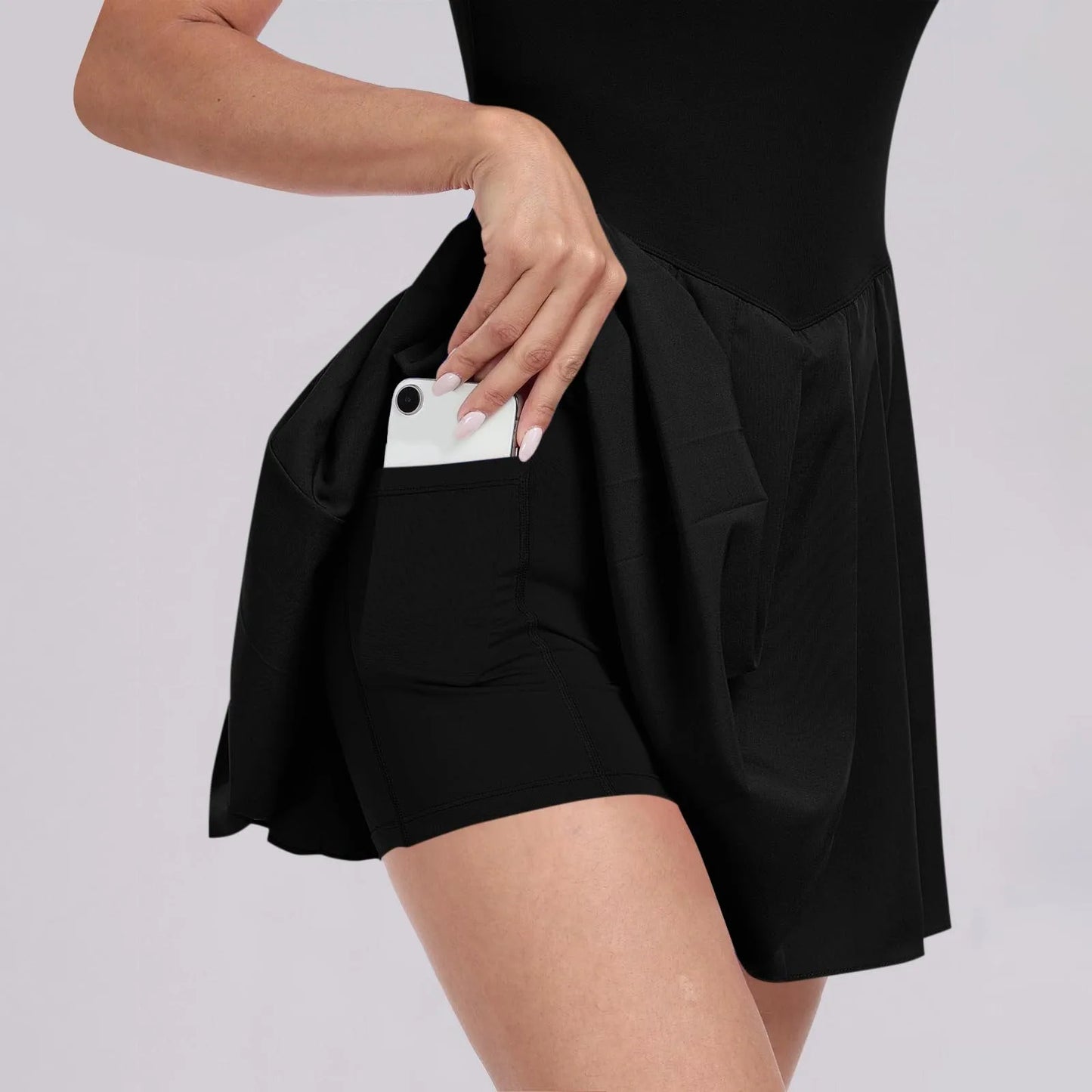 Women Tennis Dress One-Pieces Slim Fit Soft Sports Sets Golf Badminton Skirts Back Cross Tracksuits With Chest Pads Yoga Suits