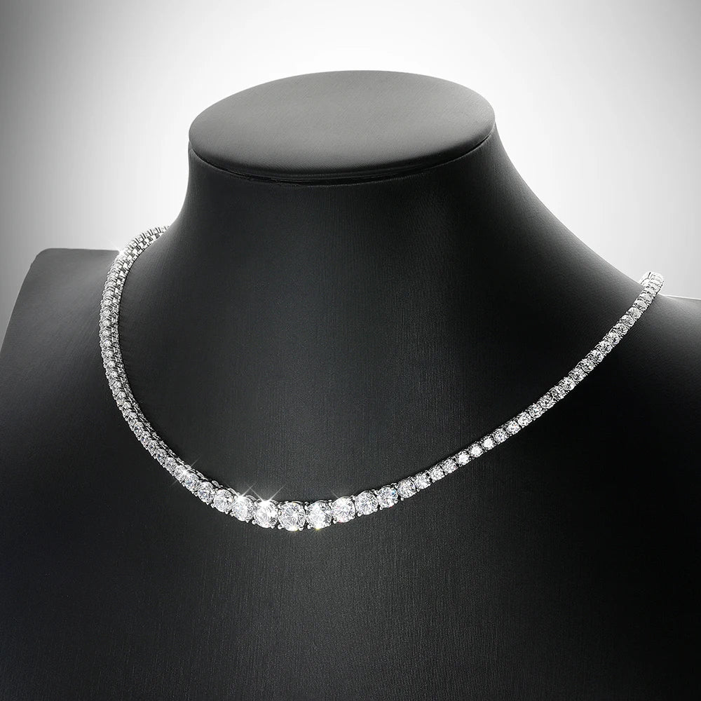 Serenity Gradient D Color Moissanite Tennis Necklace For Women Man 925 Sterling Sparkling Neck Chain Wedding Bridal Fine Jewelry