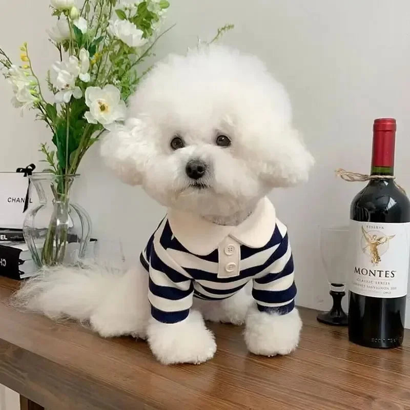 Summer Polo Shirt for Dogs Puppy Clothes Bichon Frise Chihuahua Stripe Dog Sweatshirt Dog Cooling Vest for Small and Medium Dogs