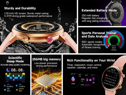 Big Price! Women's Smartwatch 50M Waterproof for Swimming Blood Pressure Sleep Heart Monitoring Diverse Sports Tracking