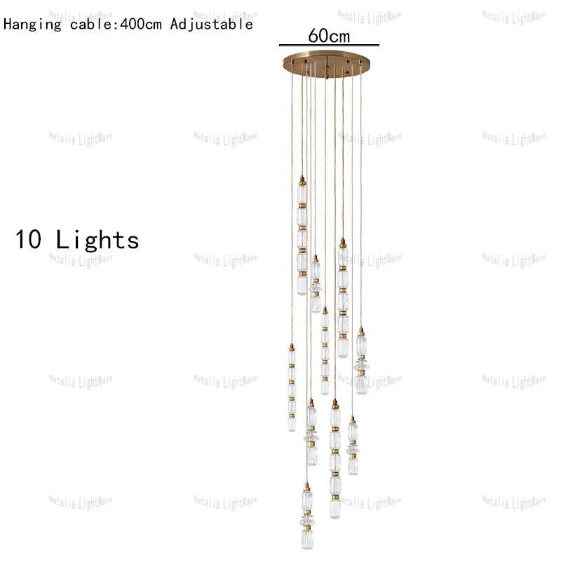 Creative Design Trendy Modern Glass Lamp Modern Home Decor Living Room Pendant Lights LED Foyer Hanging Lamp Long Table Lustre