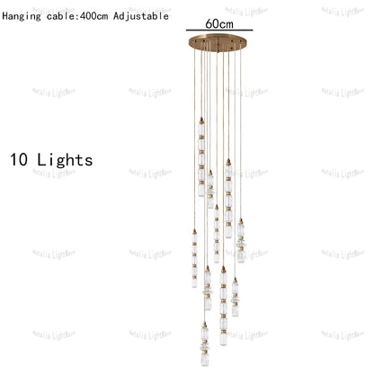 Creative Design Trendy Modern Glass Lamp Modern Home Decor Living Room Pendant Lights LED Foyer Hanging Lamp Long Table Lustre