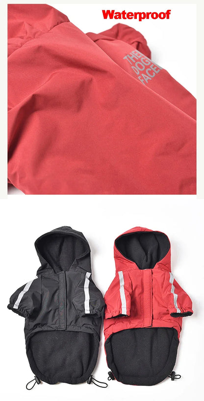 Pet Dog Waterproof Coat Reflective Puppy Warm Cotton Jacket Autumn Winter Hoodie Clothing For Dogs Cats Clothes