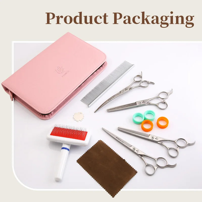 Fenice Slim Narrow Dog Grooming Scissors Set Straight/Curved/Thinner/Chunker Shears Scissors Specialized for KR and JP Groomers