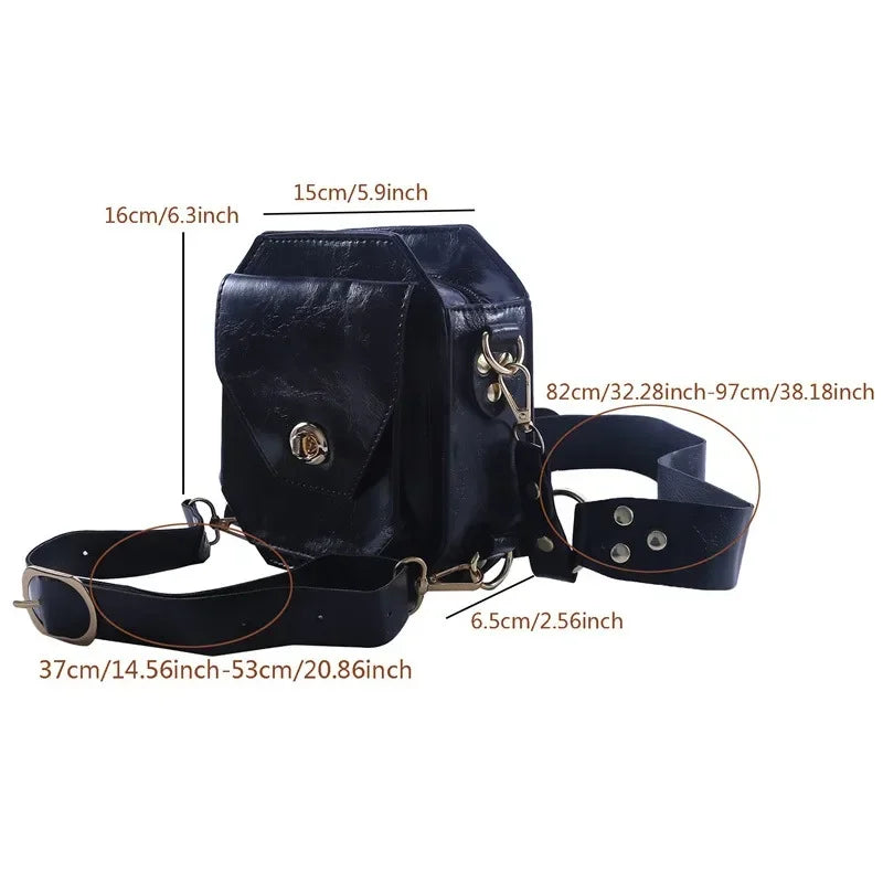 Punk Retro PU Square Waist Bag Casual Small Square Hip Packs For women's Crossbody Cross Multi-function Outdoor Leg Phone Pouch