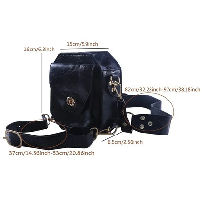 Punk Retro PU Square Waist Bag Casual Small Square Hip Packs For women's Crossbody Cross Multi-function Outdoor Leg Phone Pouch