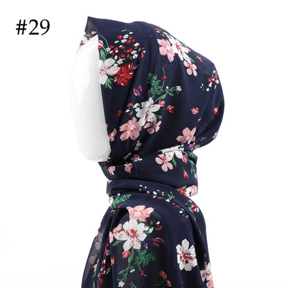 70*180cm Women Printed Soft Floral Muslim Chiffon Hijab Head Scarf Wraps New Designs