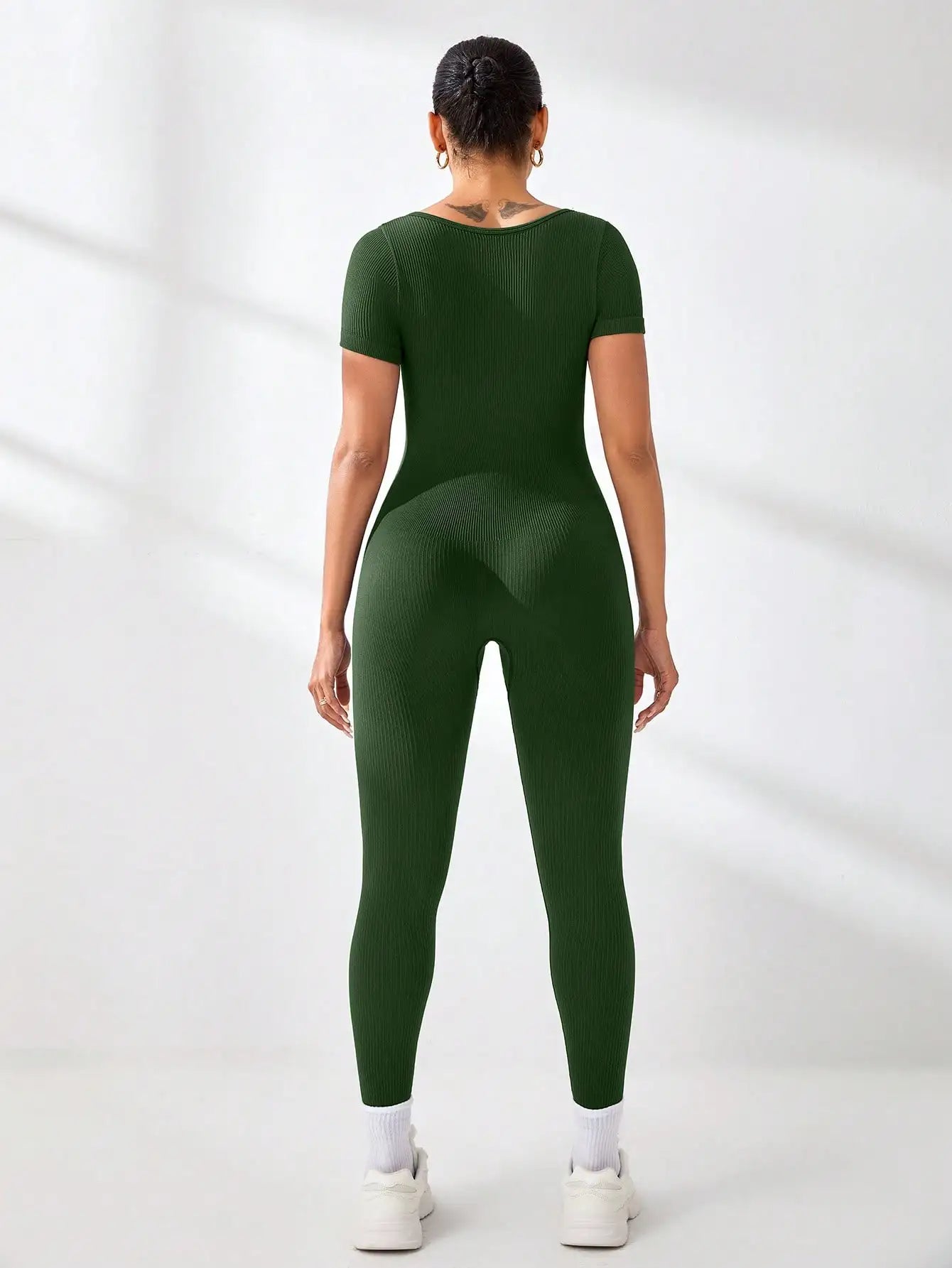 Women's Slimming Sexy Yoga Sports Jumpsuit Spring Summer Threaded Square Collar Lifting Buttocks Design Comfortable Active Wear