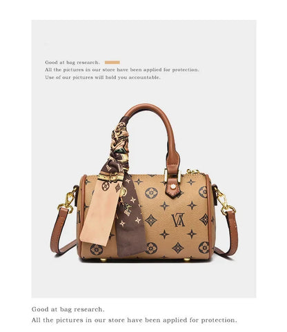 Luxury OULAIMEIZI 2026 New Fashion Retro Classic Letter Printed Designer Boston Bag Temperament Trendy Shoulder Bags for Women