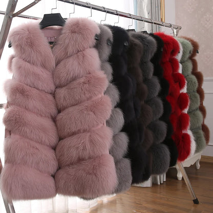 Women Natural Real Fox Fur Vest Autumn Winter Ladies 6 Strips Gilet Sleeveless Genuine Fur Coat Female Real Fur Vest Waistcoat