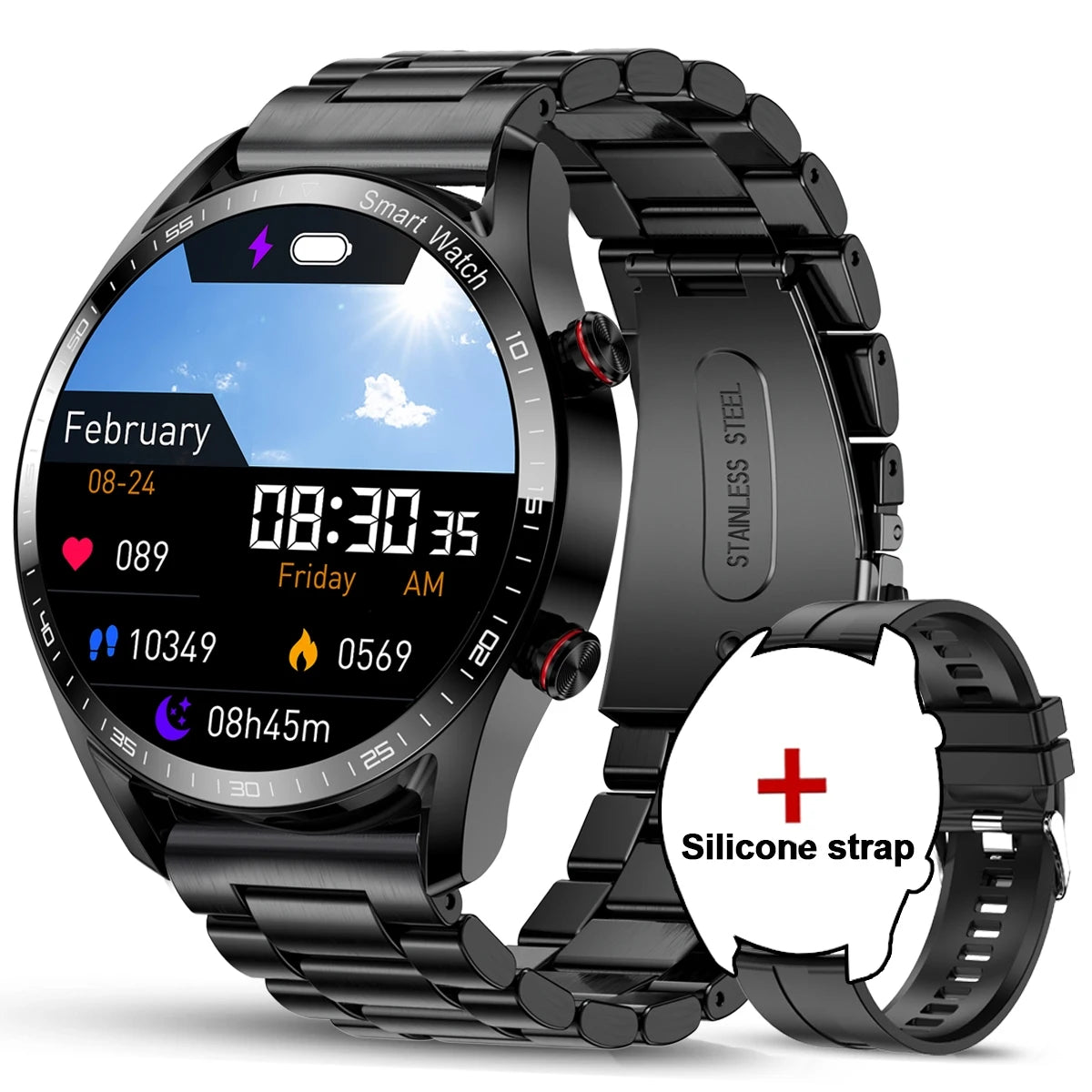 2025 New Business Smart Watch Men Bluetooth Call 1.53-inch AMOLED HD Display Multi-Sport Modes Heart Rate Monitor Smartwatch Man