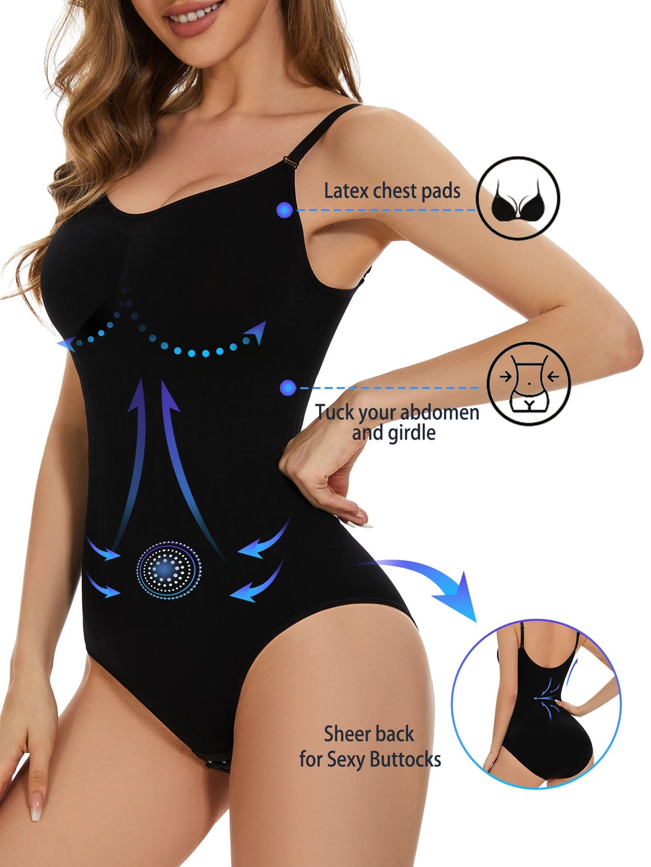 Ladies One-Piece Shapewear with Tummy Control and Butt Lifting Elastic Bodysuit