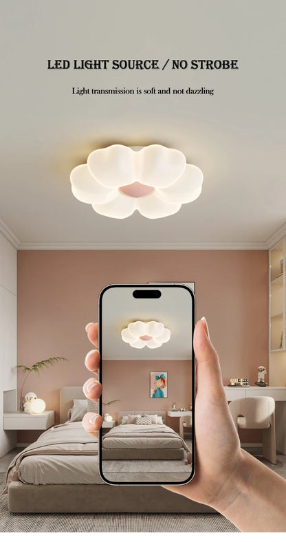 Children's Room Flower Ceiling Lights Pink Flower Princess Room Light Warm Romantic Girl Bedroom Nursery Baby Room Ceiling Lamps