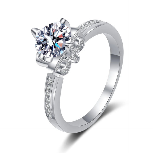 Pigeon's Egg Ring 1ct Women Moissanite PT950 Platinum - Crystal Moissanite Diamond-Like Brilliance