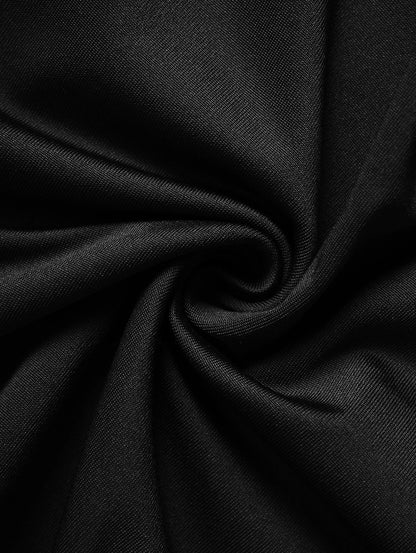 Dressfo 2025 Women's Black Dresses Cold Shoulder Lace Up Asymmetric Dress Tie Knot Shoulder Chain Solid Color Short Sleeve Dress
