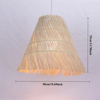Japanese Wabi Sabi LED E27 Pendant Lights 50CM Rattan Straw Hat Chandelier Retro B&B Suspend Lamp Retro Raffia Decor Droplight