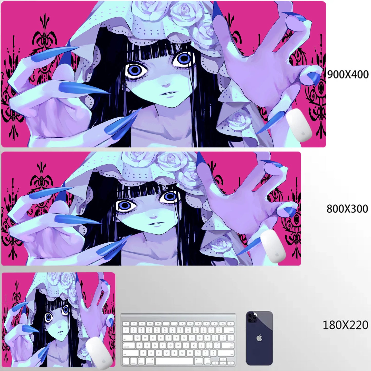 Japanese Girls Samurai Mouse Mat XL Aesthetics Mouse Pad Gaming Laptop Table Mat Office accessories Pc Cabinet Non-slip Carpet