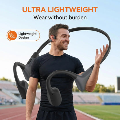 2026 New Bluetooth 5.3 Bone Conduction Headphones Open-Ear Wireless Earphones, 20H Long Battery ENC Mic, Lightweight Sweatproof for Running