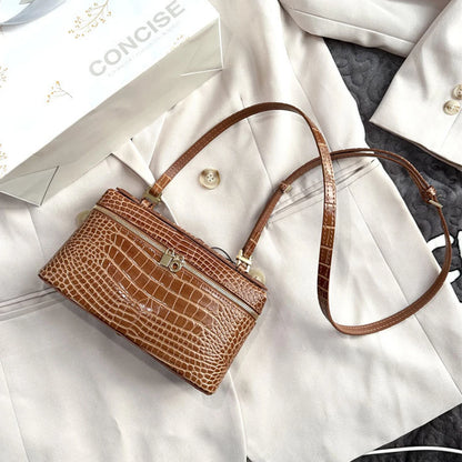 Shoulder Bag Handbag women Luxury Women's Crocodile Embossed Mobile Phone Handbag Brand New LP19 Genuine Leather Mini Small size
