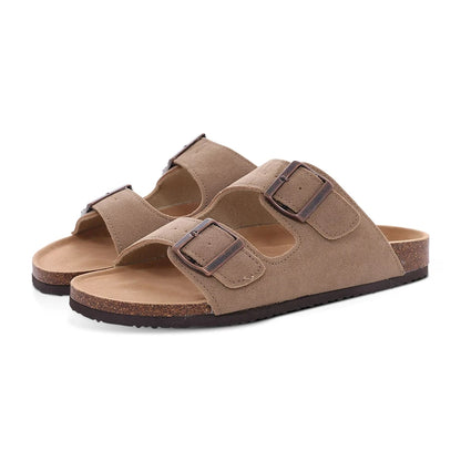 Crestar Women's Clogs Mules Cork Clogs Slippers Men Outdoor Mules Suede Clogs Shoes with Arch Support Mule Leather Clogs Sandal