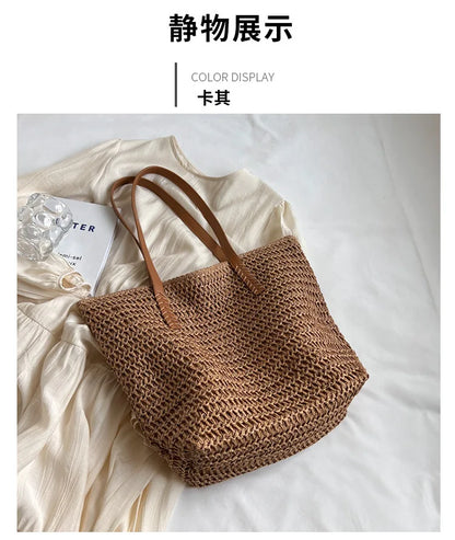 Hand-woven Women's Shoulder Handbag Bohemian 2025 Summer Fashion Straw Beach Tote Bag Travel Shopper Weaving Shopping Bags