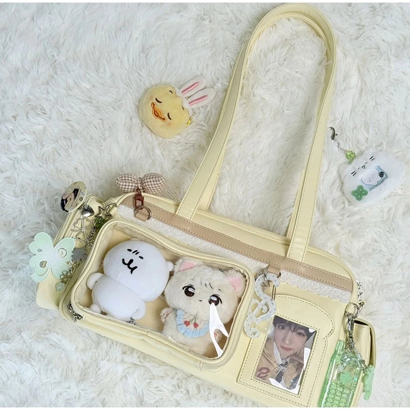 New Concert Ita Bags Y2k Cute Jk Girl Shoulder Bags Badge Display Transparent Crossbody Bag Stylish Large-capacity Commuter Bags