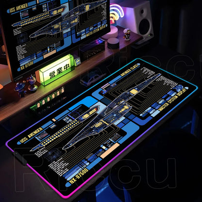 RGB Pc Gamer S-Star Treks Keyboard Expansion Mouse Pad LED Glowing Mat Rubber Backlight Gaming Computer Laptop Home Office Setup