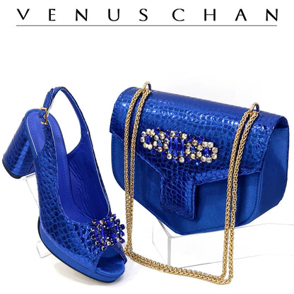 2024 Italian Design Rhinestone-encrusted Ladies Party Shoes And Special Bag High Heels And Dual Purpose Bag Women's Shoes