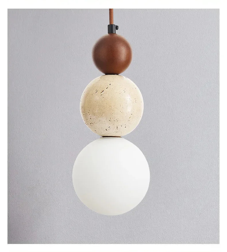 Cream Style Pendant Lamp Bedroom Bedside Led Chandelier Stone Wood Light Designer Bauhaus Medieval Restaurant Bar Small Lights