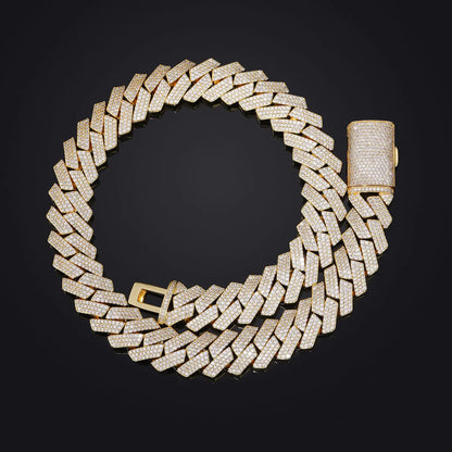 Wide necklace perfect for independent wear, 18mm 3-row full diamond style, PT950 Platinum unisex design matched with artificial