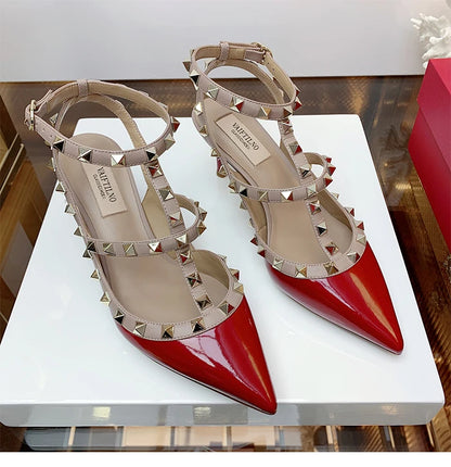Women's Gladiator sandals Summer 2026 Luxury With Ankle Strap Pointed Toe Fashion Rivet High Heels Party Ladies Shoes Women 10cm