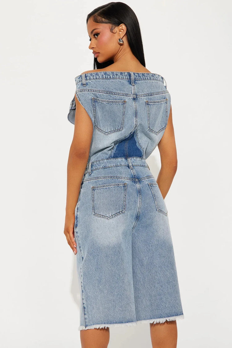 Jumpsuits Women Denim One Piece Short Sleeve Overalls Knee Length Pants Tight Waist Rompers Y2k Streetwear Slash Neck 2026