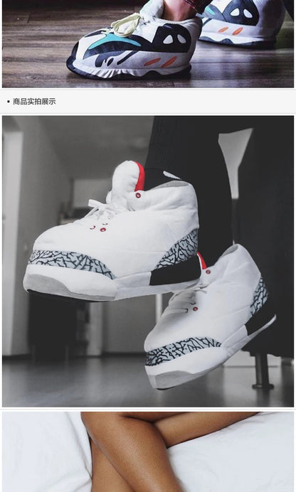 Winter fluffy home slippers Popular on Instagram Soft Non-slip thick sole living room shoes funny High-top warm shoes，men women