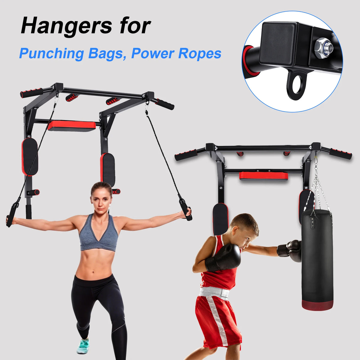 Wall Mounted Pull Up Bar Wall-Mounted Pull-Up Bar Dip Station Multifunctional for Home Gym Indoor Workout Supports to 551LBS