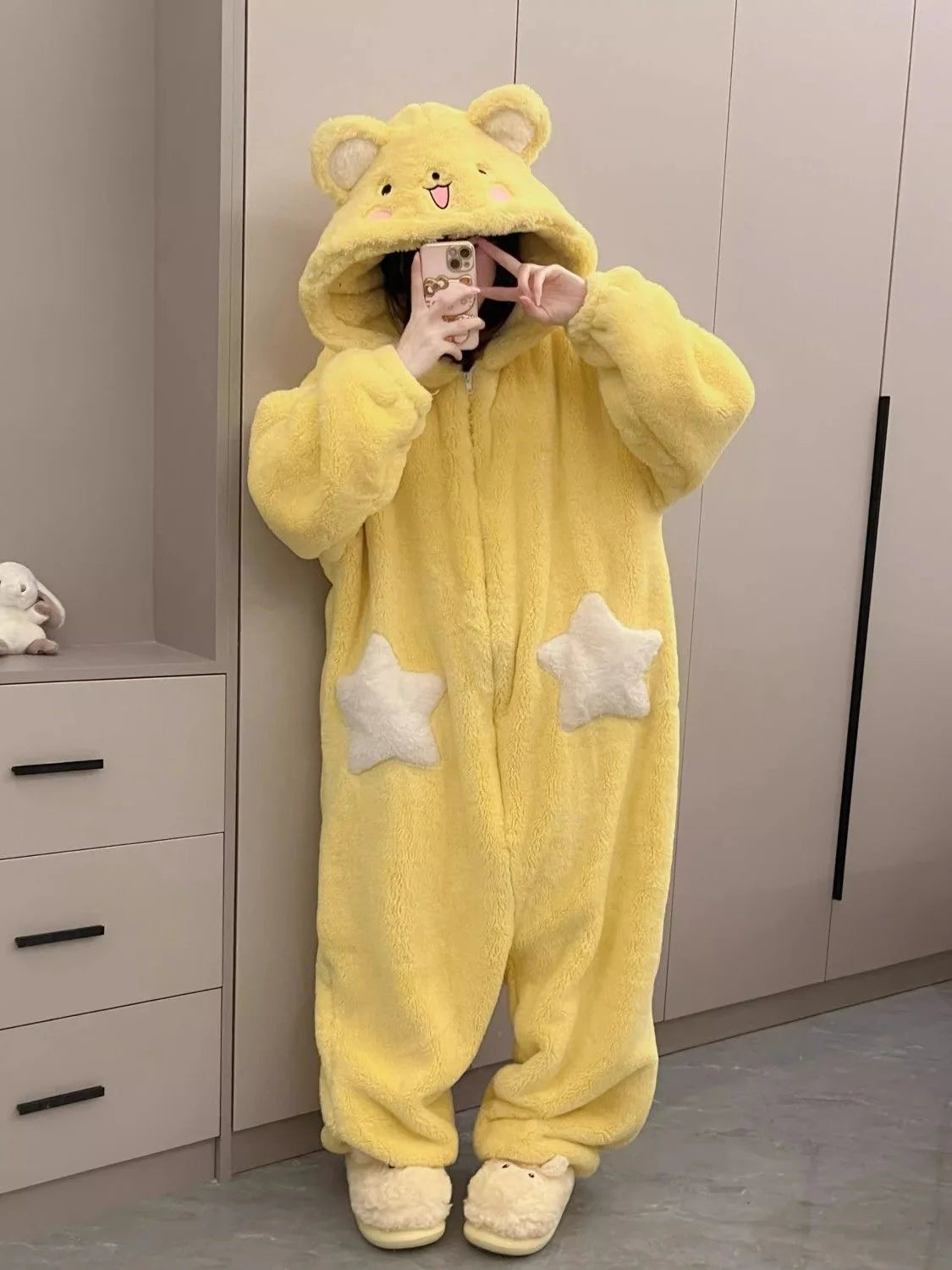 Women's Cartoon Hooded Kigurumi Unicorn Winter Jumpsuit Pajamas Women Coral Fleece Thickened Home Clothing Holiday Gift
