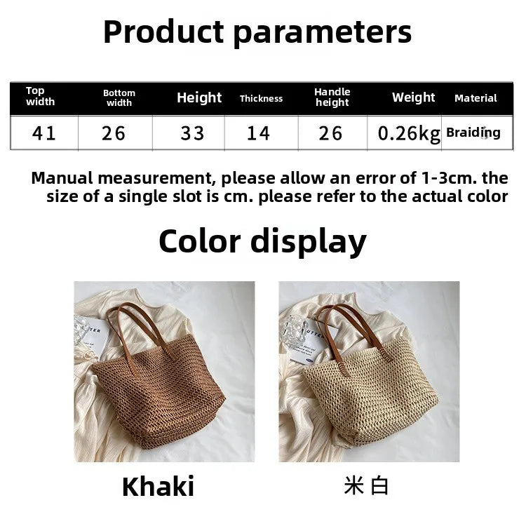 Hand-woven Women's Shoulder Handbag Bohemian 2025 Summer Fashion Straw Beach Tote Bag Travel Shopper Weaving Shopping Bags