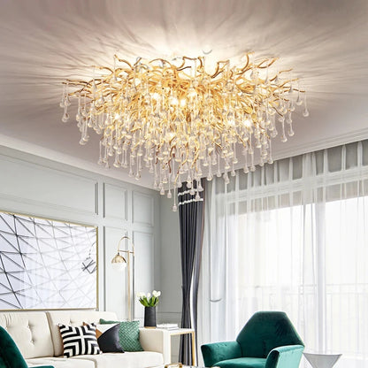 Rectangle Luxury Gold Crystal Chandelier For Dining Living Room Lobby Kitchen Table Modern Lurxy Gold Crystal Celling Chandelier