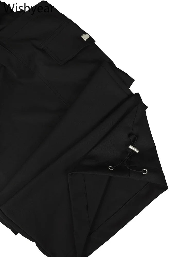 Women’s Overalls Jumpsuit Long Sleeve Shirt Style Patchwork Tie Detail Wide Leg Cargo Pants Casual Office Work Party Streetwear