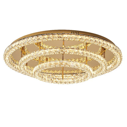 Modern Luxury Led Dimmable Chandelier Foyer Crystal Ceiling Lights Lustre Indoor Light Lamparas Round Steel Led Luminarias