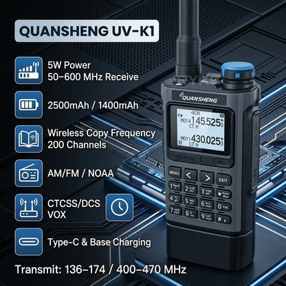 Quansheng K1 Kong Mini 5W Air Band 200Ch Communication Radio 10Km Long Range Walkie Talkie