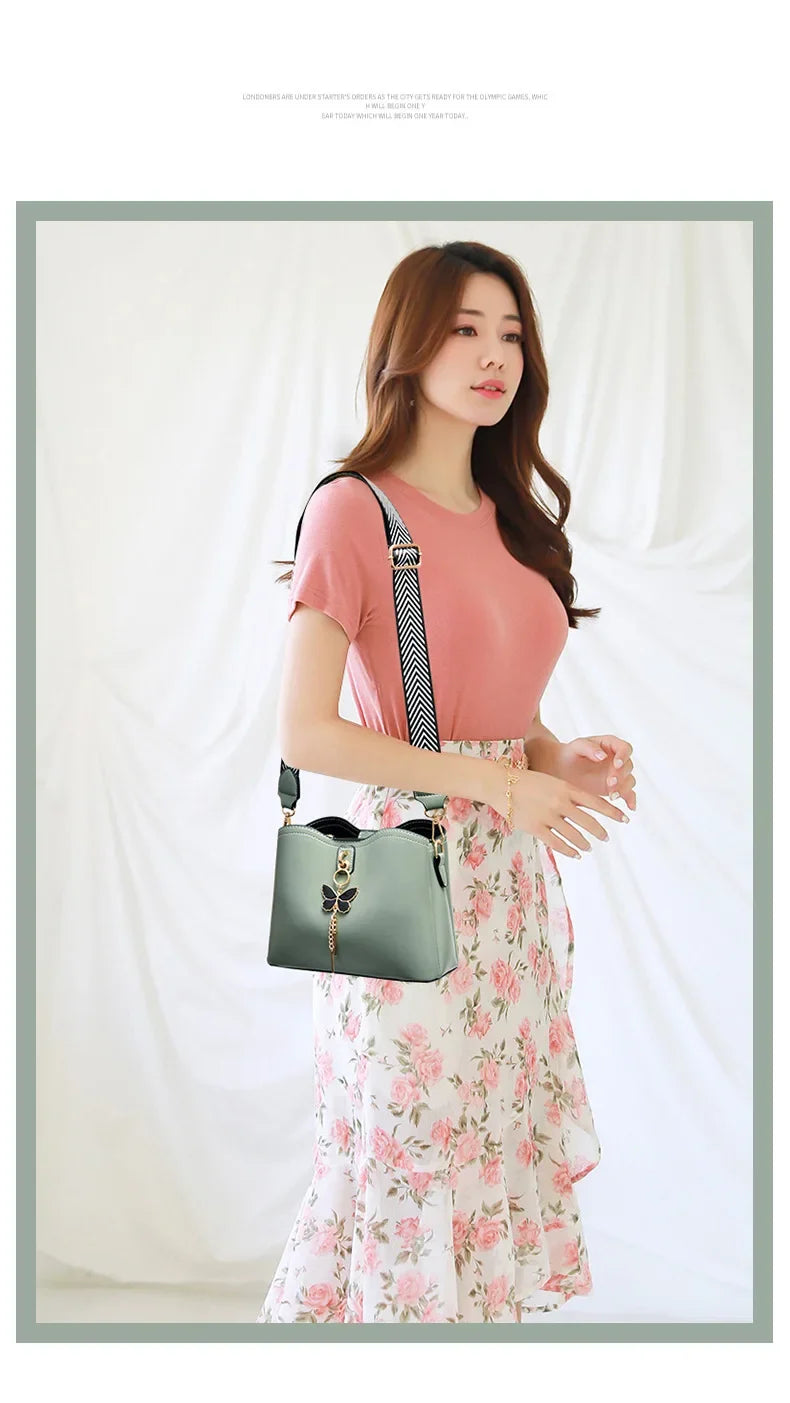 2025 Women White Handbag New Designer Butterfly Tassel PU Leather Messenger Bags Ladies Crossbody Female Tote Shoulder Bag