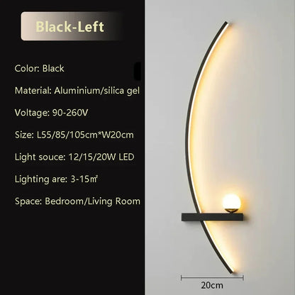 LED Wall Lamp 55/105CM Smart Remote Control Left Right Lighting Wall Sconces Bedroom Bedside Living Room Home Led Lights Lustre