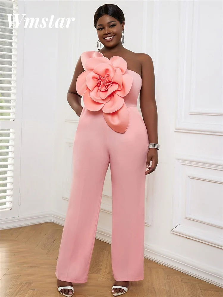 Wmstar Women Jumpsuit Flowers Single Sleeved Luxry African Romper New in Summer Fashion Street Wear Wholesale Dropshipping 2025