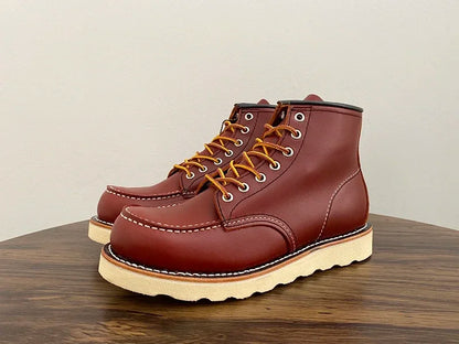 Handmade Goodyear Welted  Ankle Boots Cow Leather Men Shoes Tooling Unisex Motorcycle Boots Desert Autumn Winter Vintage Wings