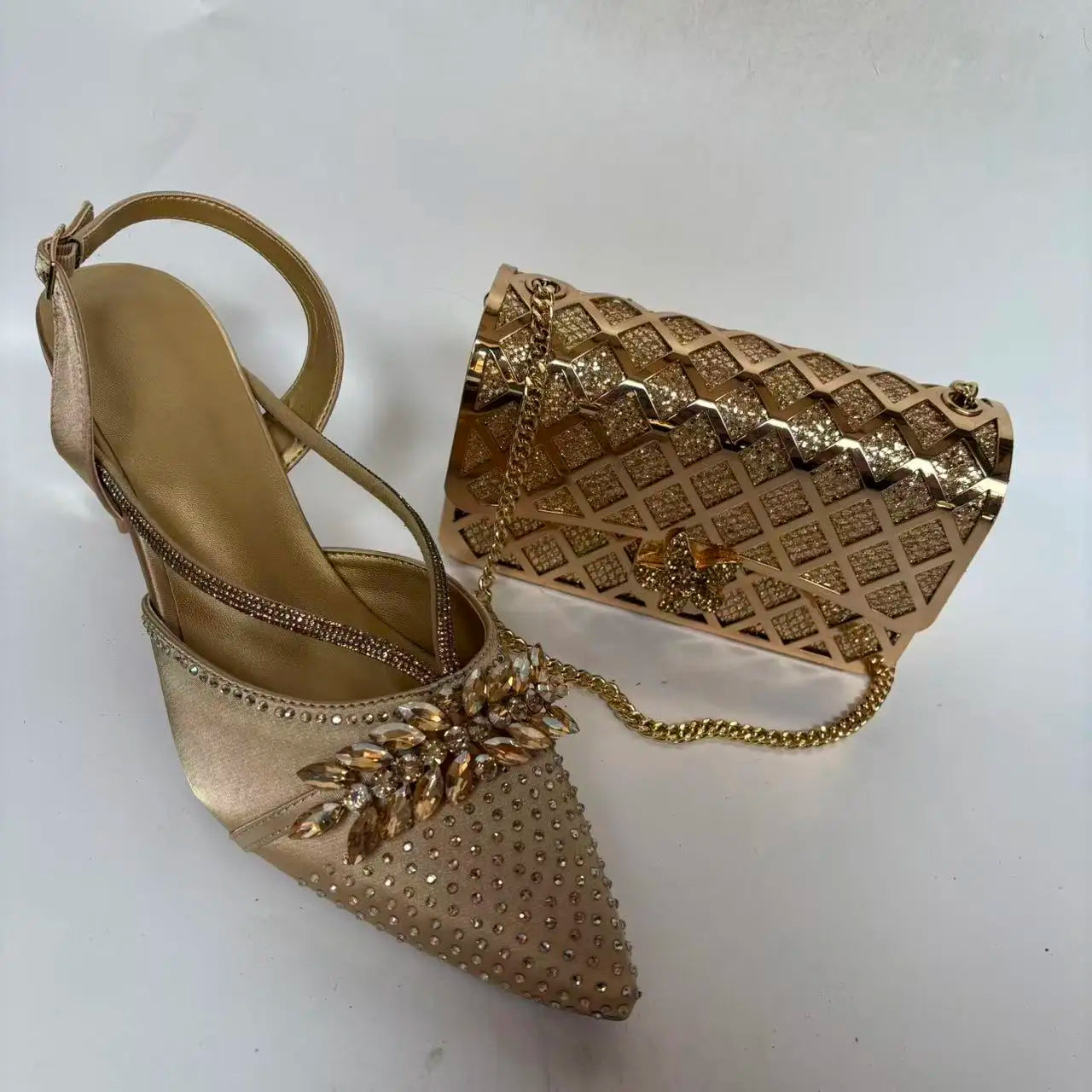 Insightlink Elegant Italian Design Pink Butterfly Shoes and Bag Set for Women - Perfect for Parties and Weddings