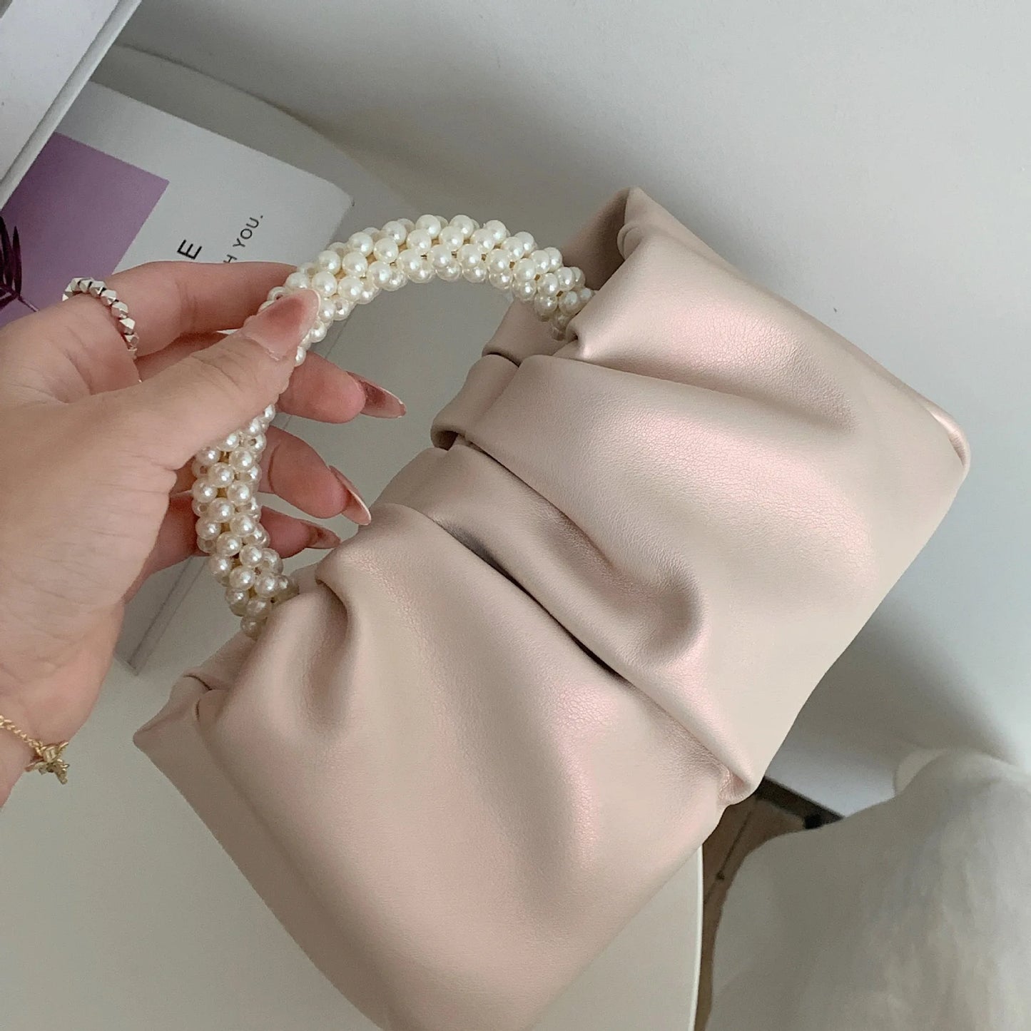Fashion Pearl Handle Women Dinner Clutch Purse Handbags Luxury Design Ladies Square Shoulder Bags Female Small Messenger Bag